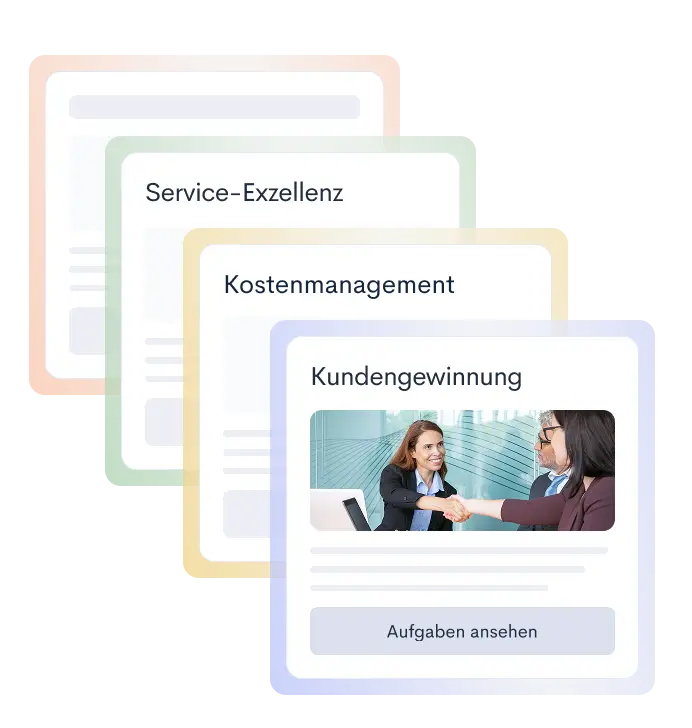 Einsatzbereite Lernmodule für zahlreiche betriebliche Fähigkeiten wie Service Excellence, Kostenmanagement und Kundengewinnung